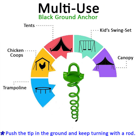 Ashman Spiral Ground Anchor, 16 Inches, with Folding Ring for Securing Tents, Canopies, Sheds, Car ports, Swingsets; Powder-Coated Solid Steel Auger